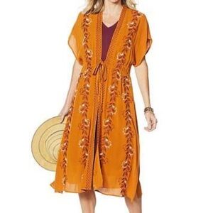 CURATIONS EMBROIDERED GAUZE KIMONO SZ PETITE XL